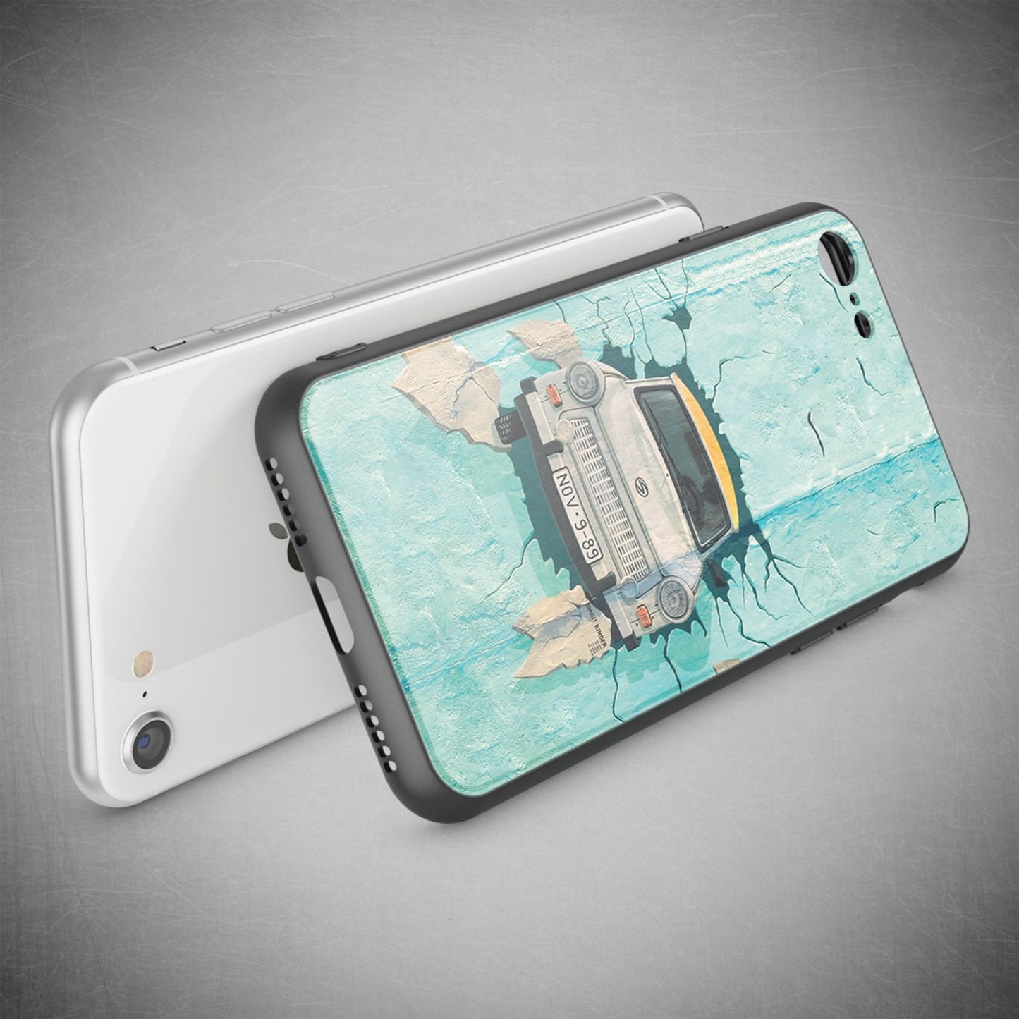 NALIA Handy Hülle für iPhone SE 2020 / 8 / 7, Glas Case Motiv Cover Schutz Etui