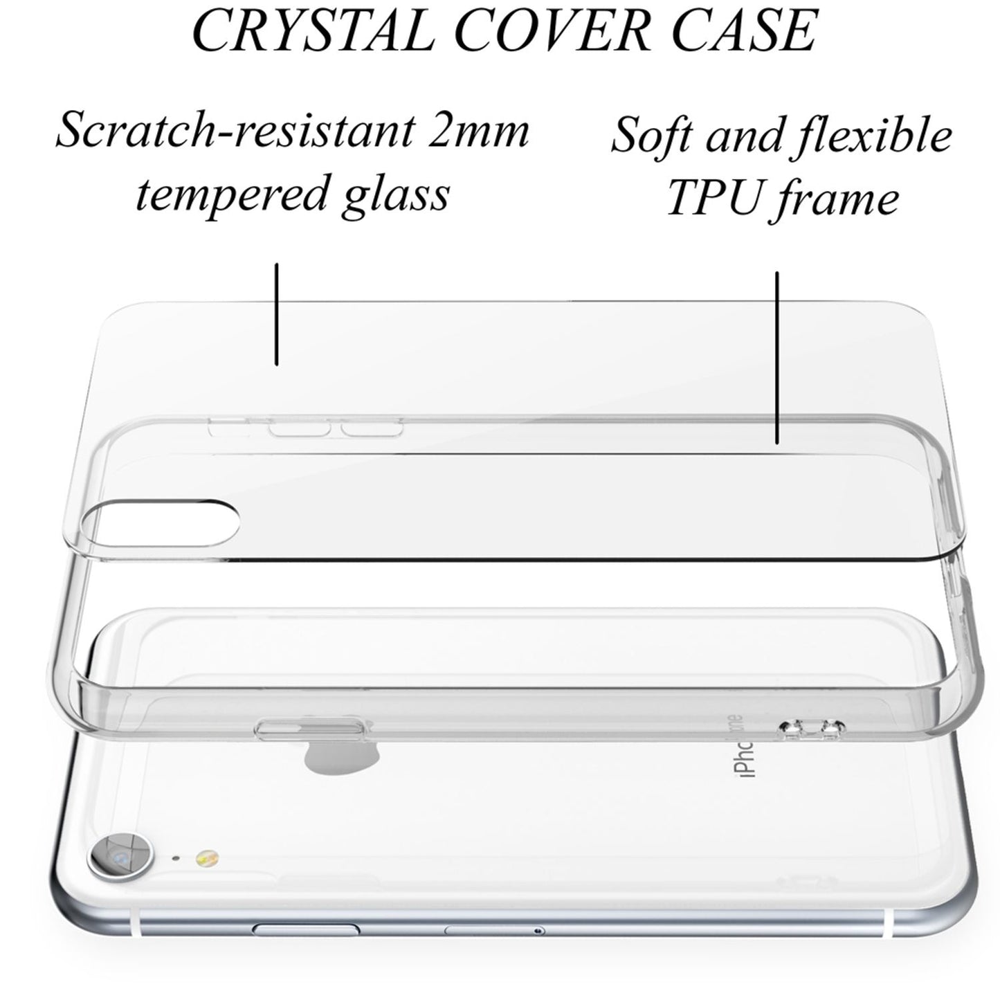 NALIA Hartglas Handyhülle für iPhone XR, Schutz Case Cover Tasche Bumper Schale Etui