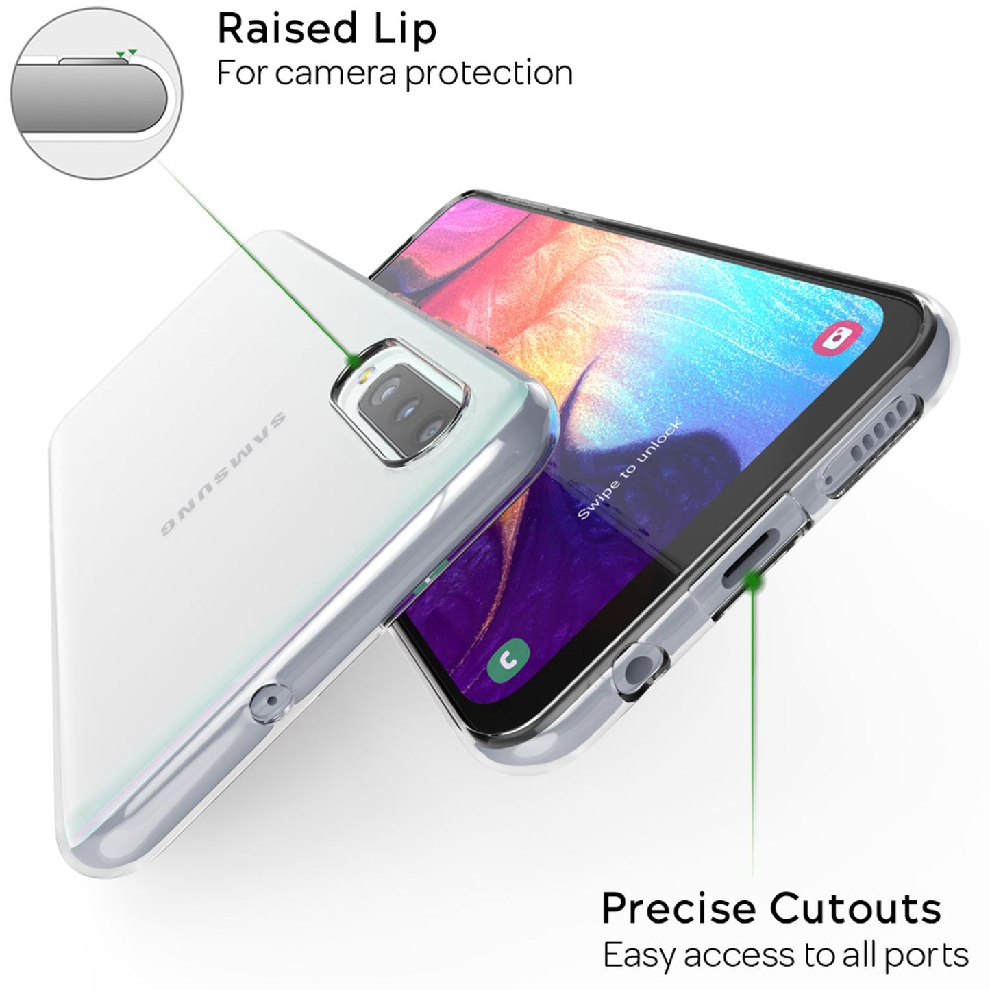 NALIA Handyhülle für Samsung Galaxy A50 Hülle, Durchsichtige Silikon Schutzhülle