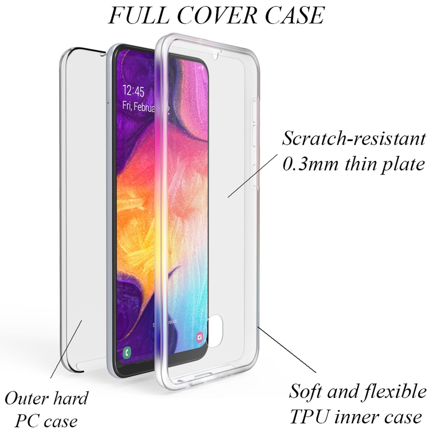 NALIA Handy Hülle für Samsung Galaxy A50, Slim Schutz Case Cover Tasche Bumper