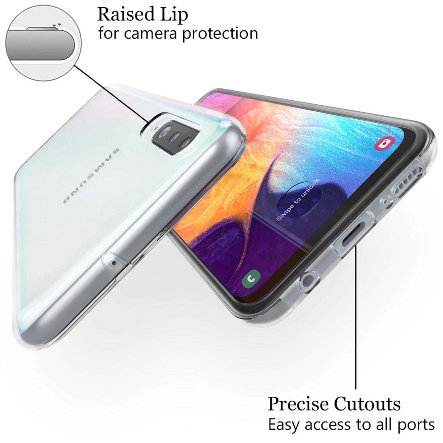 NALIA Handy Hülle für Samsung Galaxy A50, Slim Schutz Case Cover Tasche Bumper