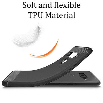 Handy Handyhülle für LG V40 ThinQ, Carbon Case Cover Schutz Tasche Schale Bumper Etui