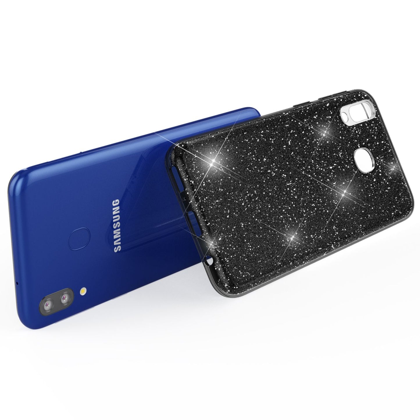 NALIA Glitzer Handyhülle für Samsung Galaxy M20 2019, Bling Schutzhülle Glitzer Handyhülle