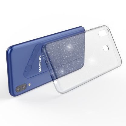 NALIA Glitzer Handy Hülle für Samsung Galaxy M20 2019, Schutz Case Cover Tasche