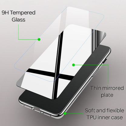 NALIA Spiegel Hart Glas Hülle für iPhone XS Max, Mirror Case 9H Tempered Glass