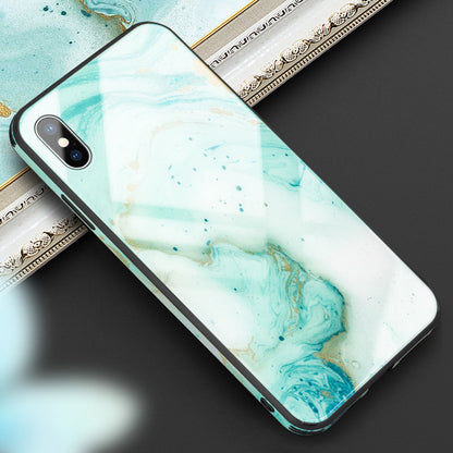 NALIA Handy Hülle für iPhone X / XS, Hartglas Marmor Design Schutz Case Cover