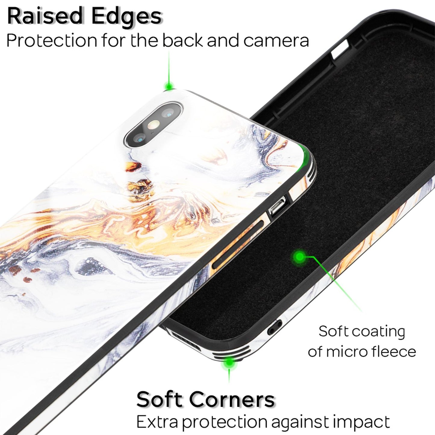 NALIA Handy Hülle für iPhone X / XS, Hartglas Marmor Design Schutz Case Cover