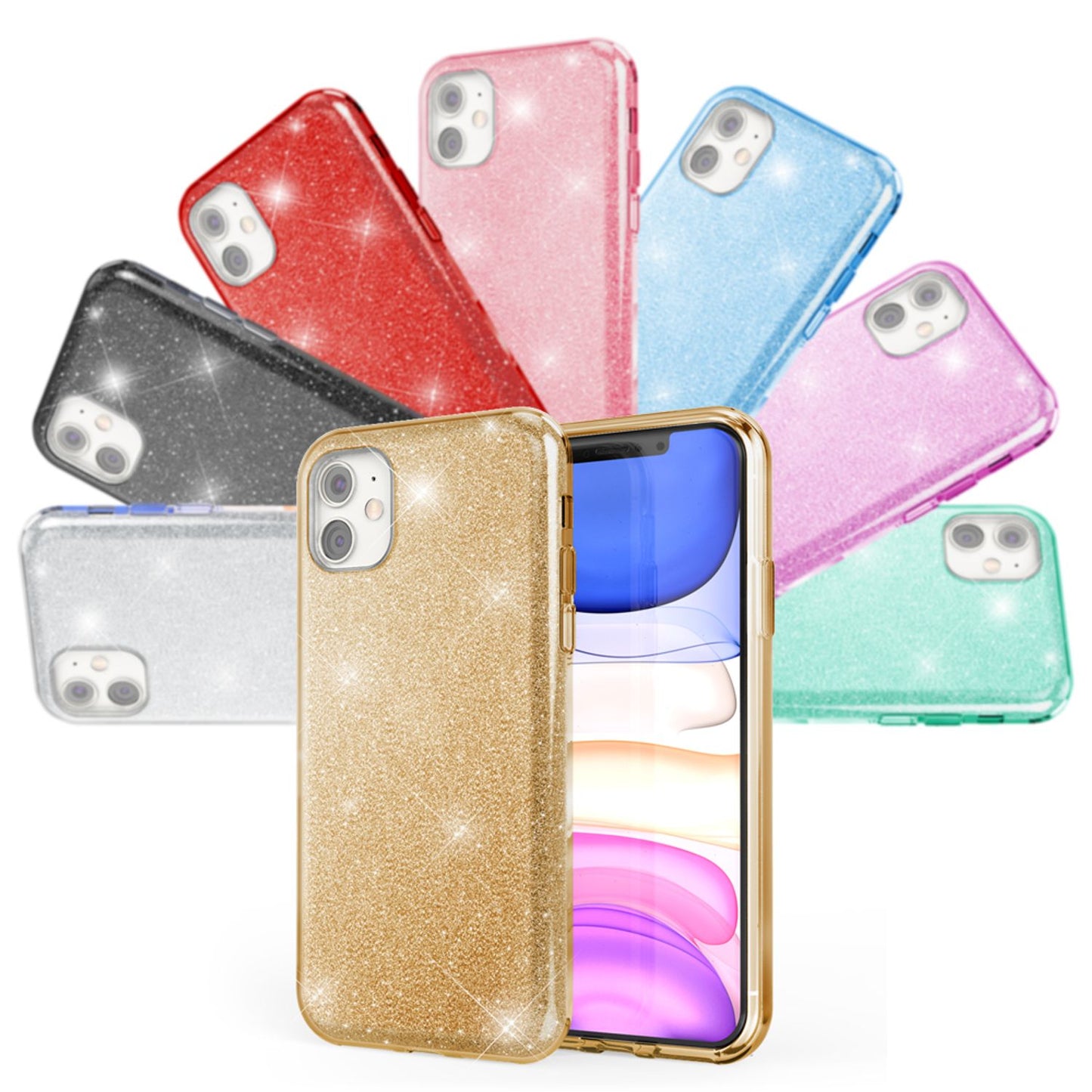 NALIA Glitzer Handyhülle kompatibel mit iPhone 11, Diamant Glitzer Handyhülle Bling Cover