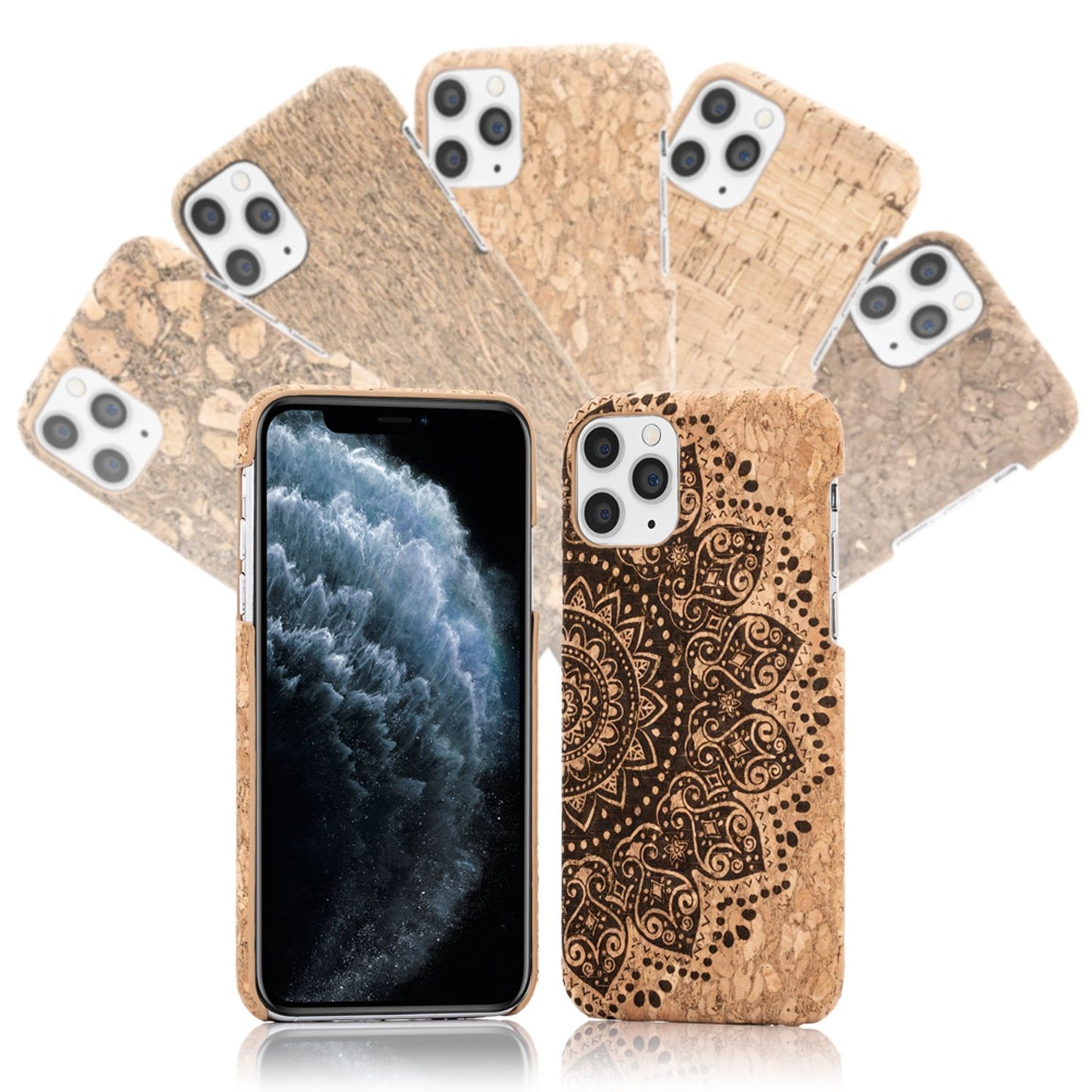 NALIA Kork Handy Hülle für iPhone 11 Pro Max, Natur-Holz Hard Case Design Cover