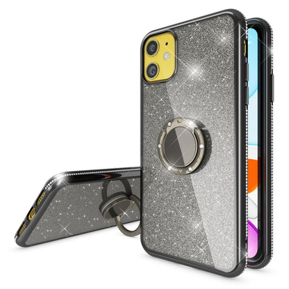 NALIA 360° Ring Handy Hülle für iPhone 11, Glitzer Silikon Schutz Case TPU Cover