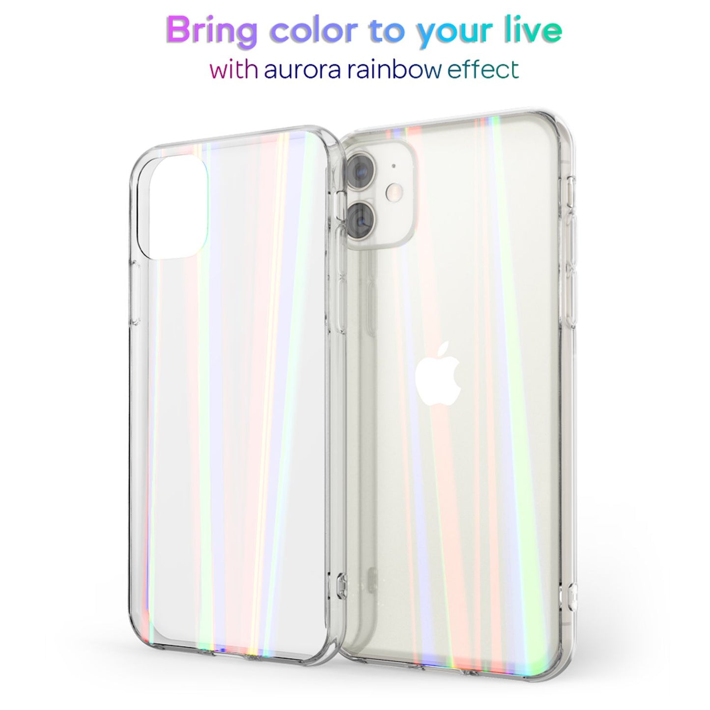 NALIA Hartglas Handy Hülle für iPhone 11, Regenbogen Case Cover Etui Transparent