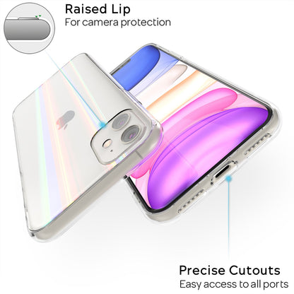 NALIA Hartglas Handy Hülle für iPhone 11, Regenbogen Case Cover Etui Transparent