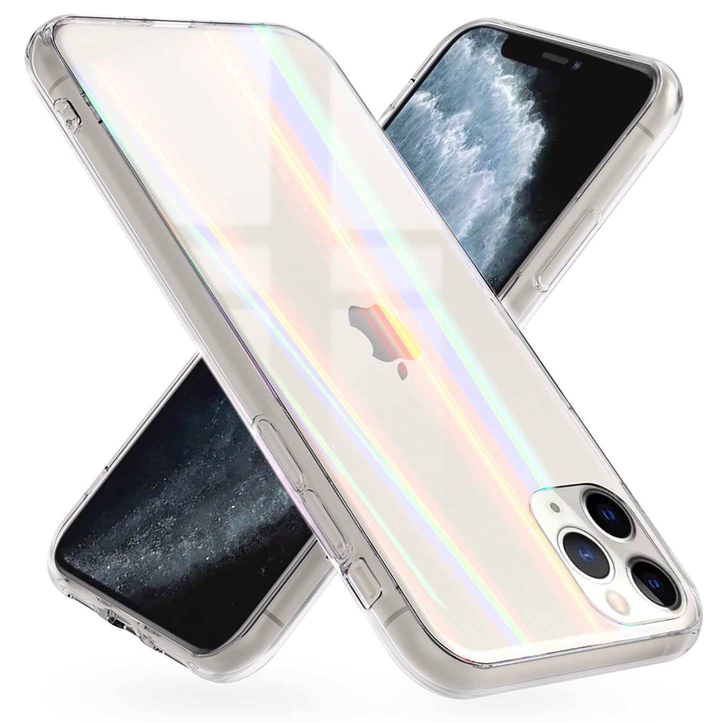 NALIA Hartglas Handy Hülle für iPhone 11 Pro Max, Regenbogen Case Cover Etui