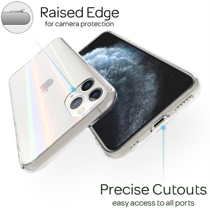 NALIA Hartglas Handy Hülle für iPhone 11 Pro Max, Regenbogen Case Cover Etui