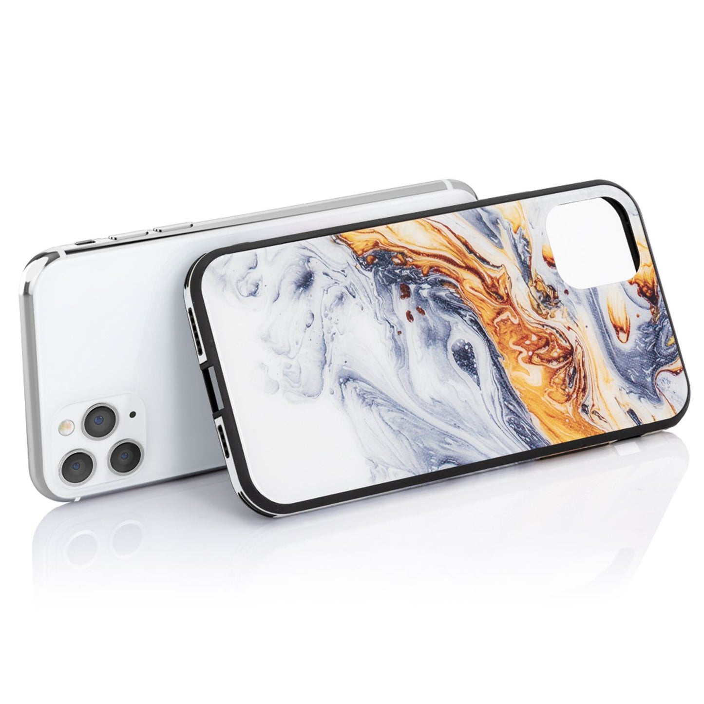 NALIA Hartglas Handy Hülle für iPhone 11 Pro, Marmor Design Tasche Case Cover