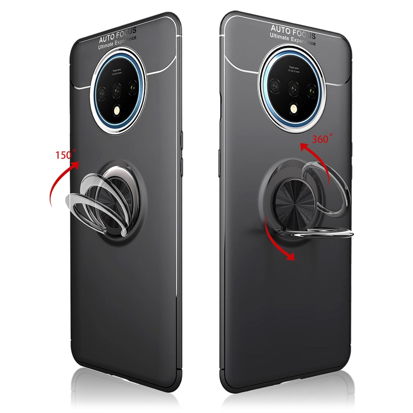NALIA Ring Handyhülle für OnePlus 7T Hülle, Silikon mit 360 Grad Finger-Halter