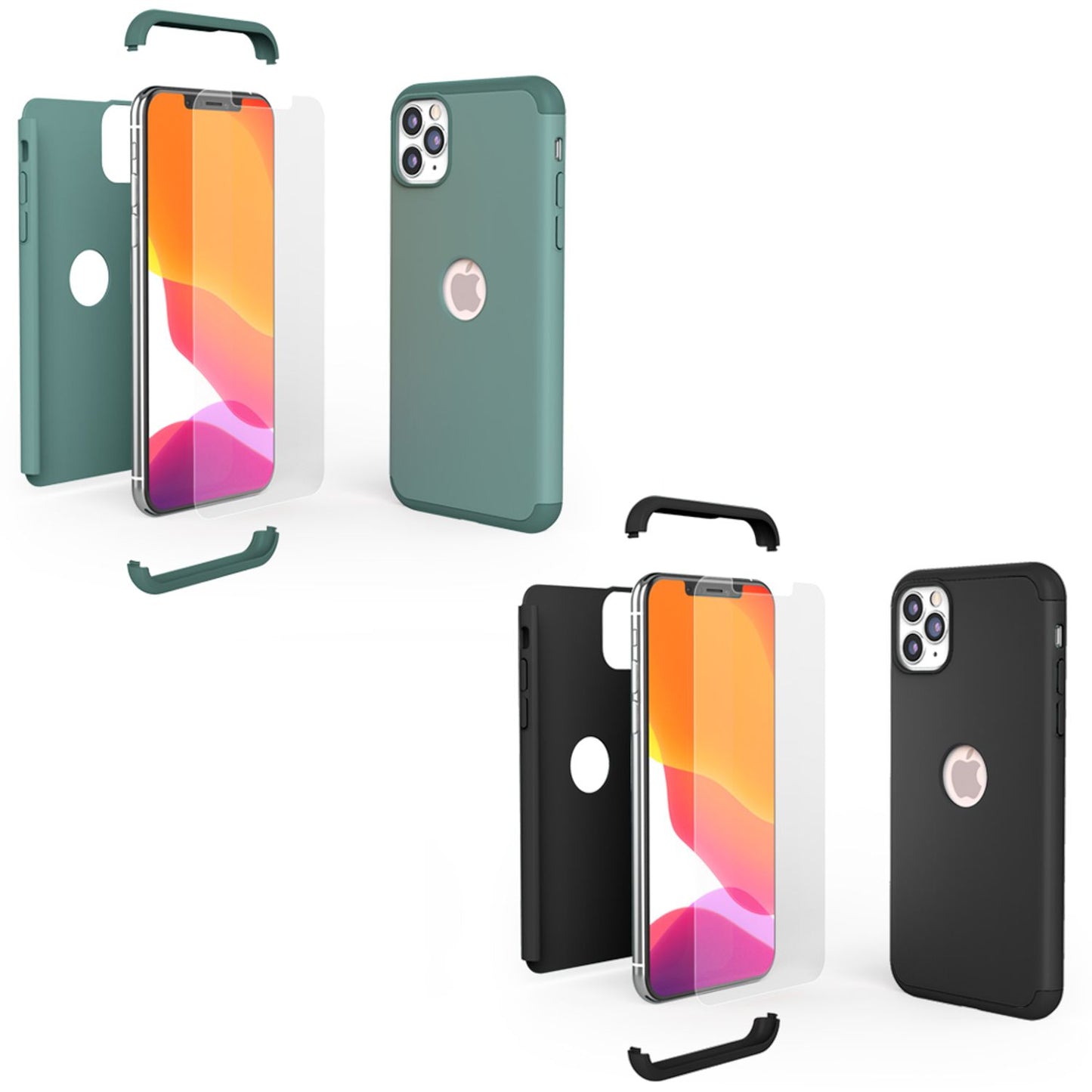 NALIA 360 Grad Handy Hülle für iPhone 11 Pro Max, Full Cover Hard Case & Glas