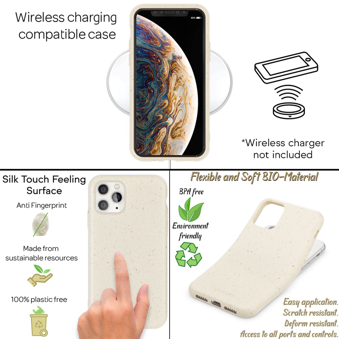 NALIA Bio Handy Hülle für iPhone 11 Pro Max, Nachhaltig Abbaubar Öko Case Cover