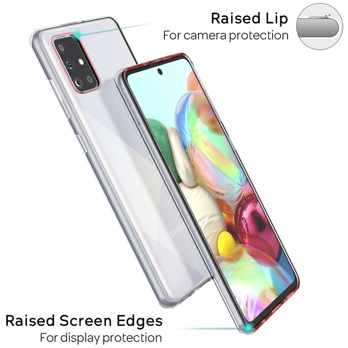 NALIA Handy Hülle für Samsung Galaxy A71, Durchsichtig Silikon Phone Case Cover