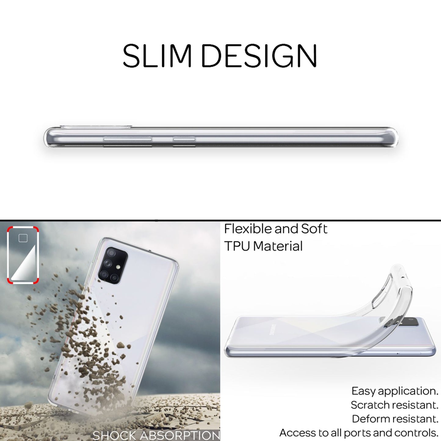 NALIA Handy Hülle für Samsung Galaxy A71, Durchsichtig Silikon Phone Case Cover