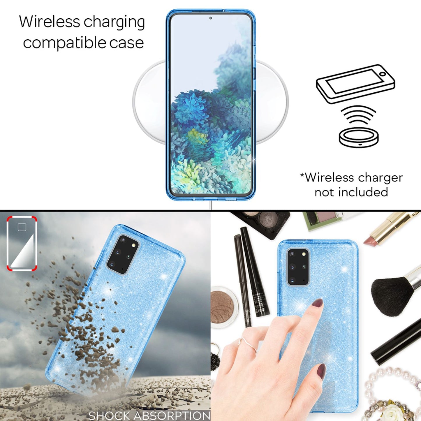 NALIA Glitter Case für Samsung Galaxy S20 Plus, Diamant Schutz Hülle Handy Etui