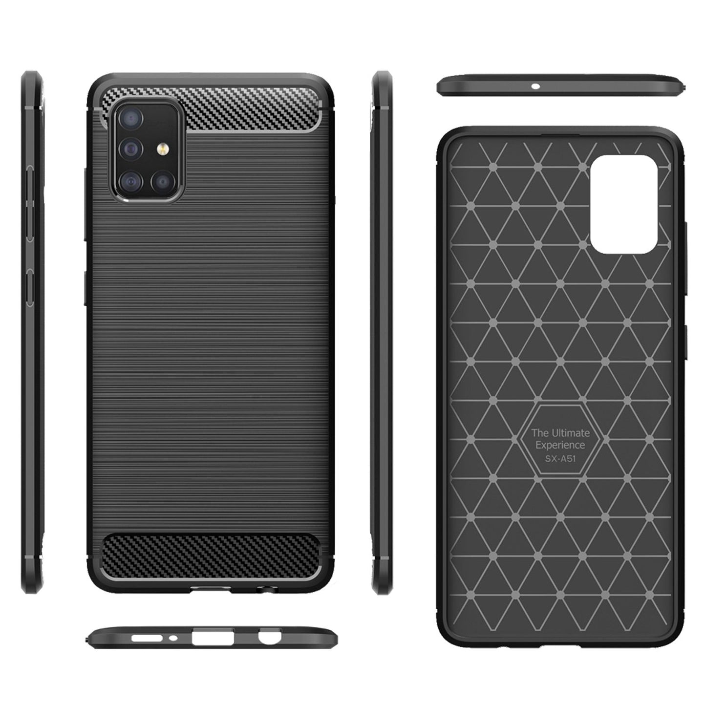 NALIA Carbon Look Case für Samsung Galaxy A51, Handy Hülle Schutz Tasche Cover