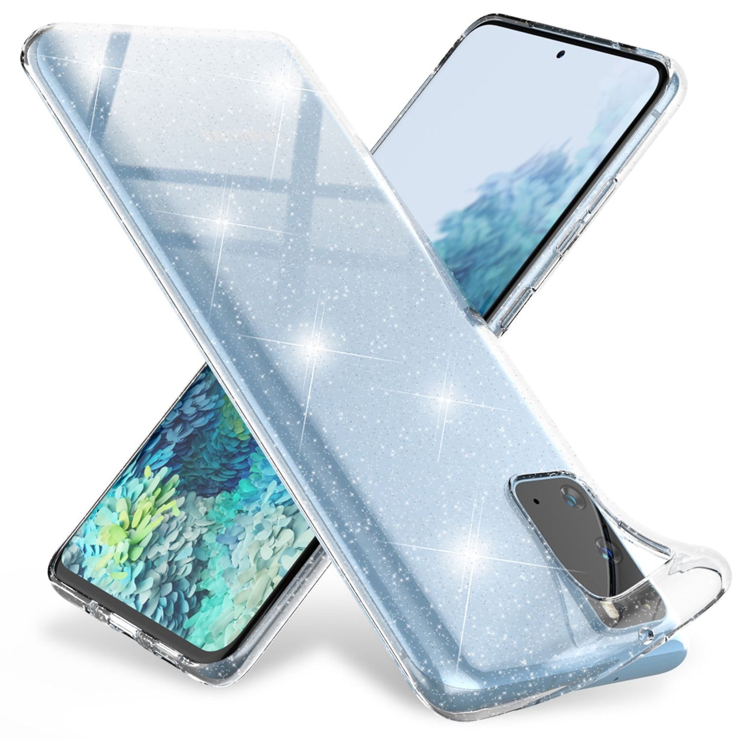 NALIA Glitzer Handyhülle für Samsung Galaxy S20, Silikon Handy Schutz Hülle Tasche