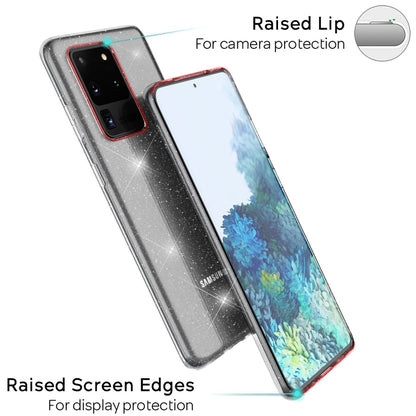NALIA Glitzer Handyhülle für Samsung Galaxy S20 Ultra, Silikon Handy Hülle Schutz Etui