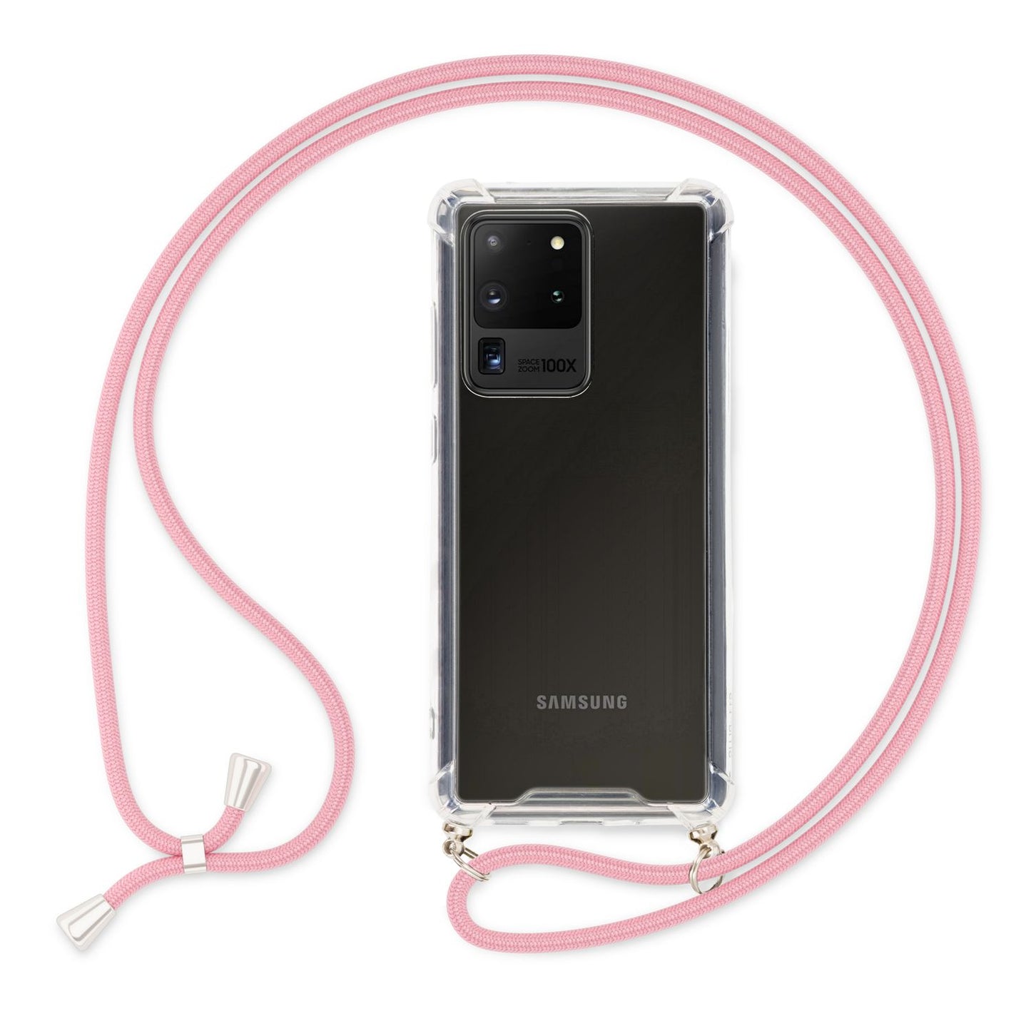 NALIA Handy Hülle mit Kette für Samsung Galaxy S20 Ultra, Soft Kordel Cover Etui