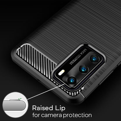 NALIA Carbon Look Case für Huawei P40, Handy Hülle Schutz Tasche Cover Bumper