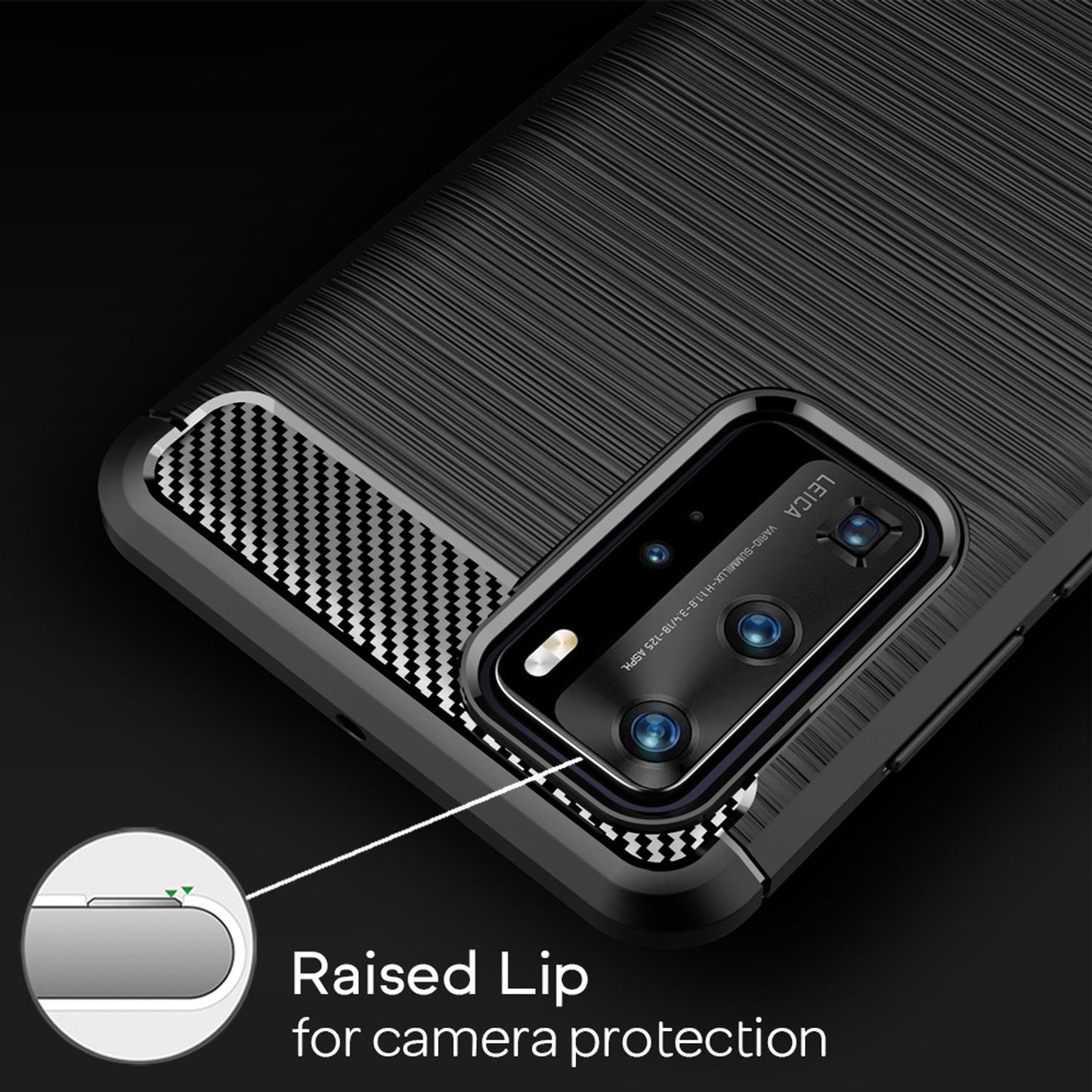 NALIA Carbon Look Case für Huawei P40 Pro, Handy Hülle Schutz Tasche TPU Cover