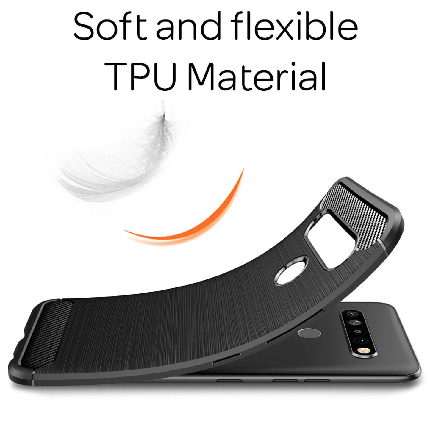 NALIA Handy Hülle für LG K61, Carbon Case Silikon Cover Schutz Tasche Slim Etui