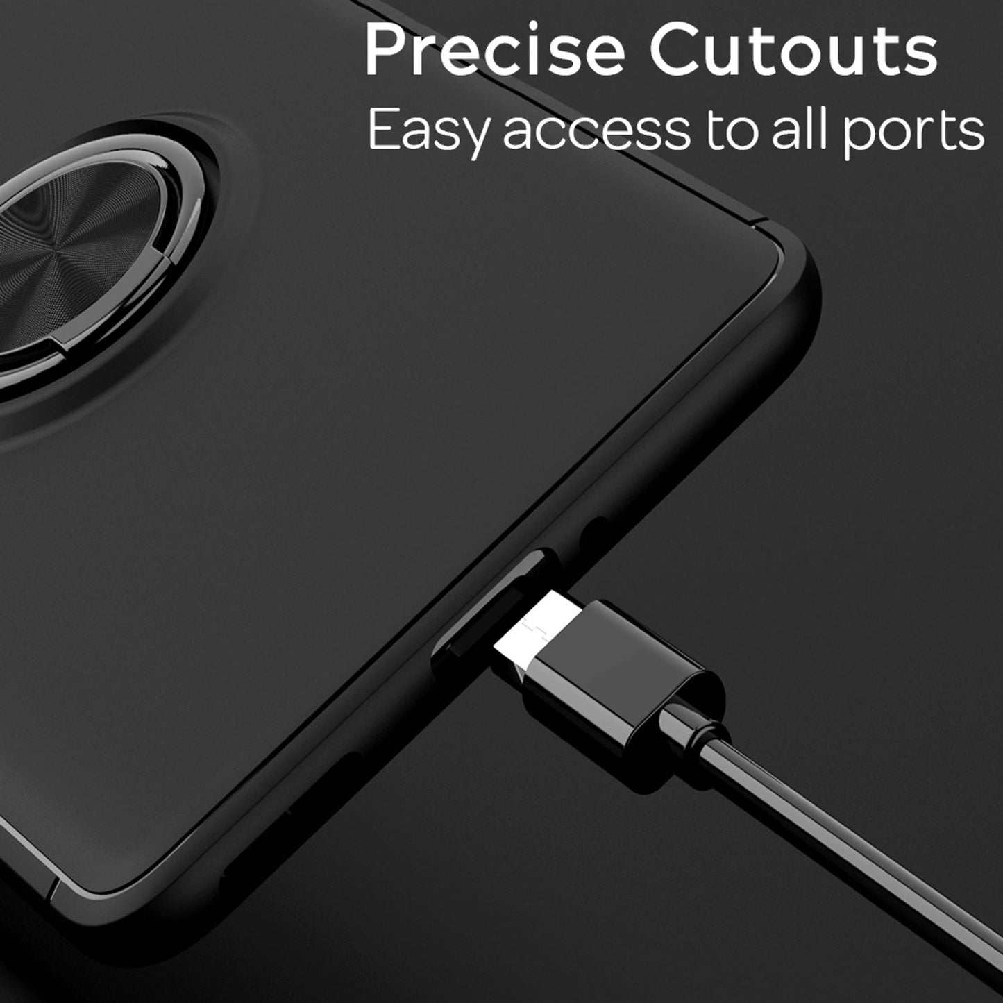 NALIA Ring Hülle für OnePlus 8 Pro, Handy Case Schutz Cover für KFZ-Halterung