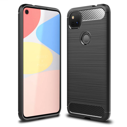 NALIA Handy Hülle für Google Pixel 4a, Carbon Case Silikon Cover Schutz Tasche