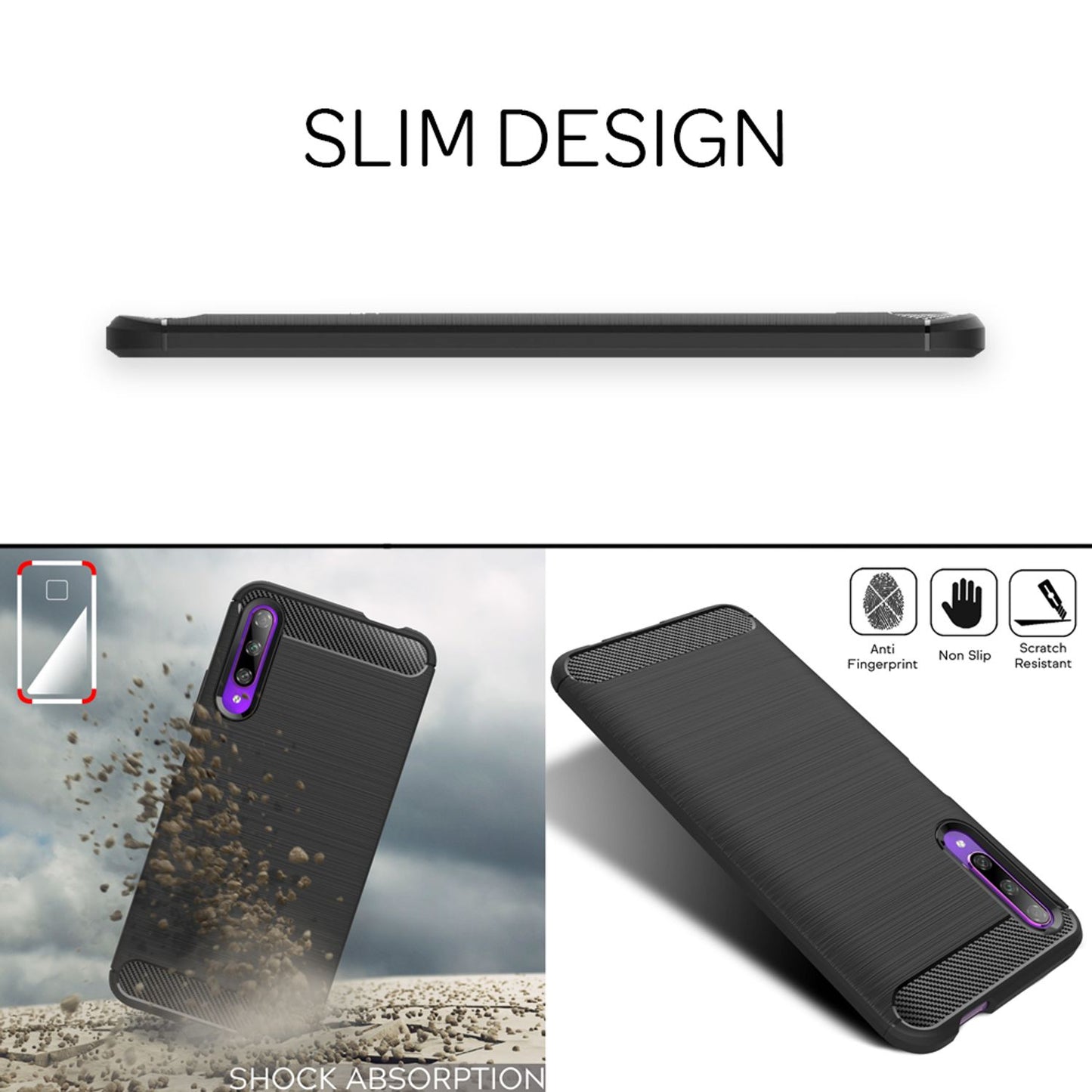 NALIA Handy Hülle für Honor 9X Pro, Carbon Case Silikon Cover Schutz Etui Bumper