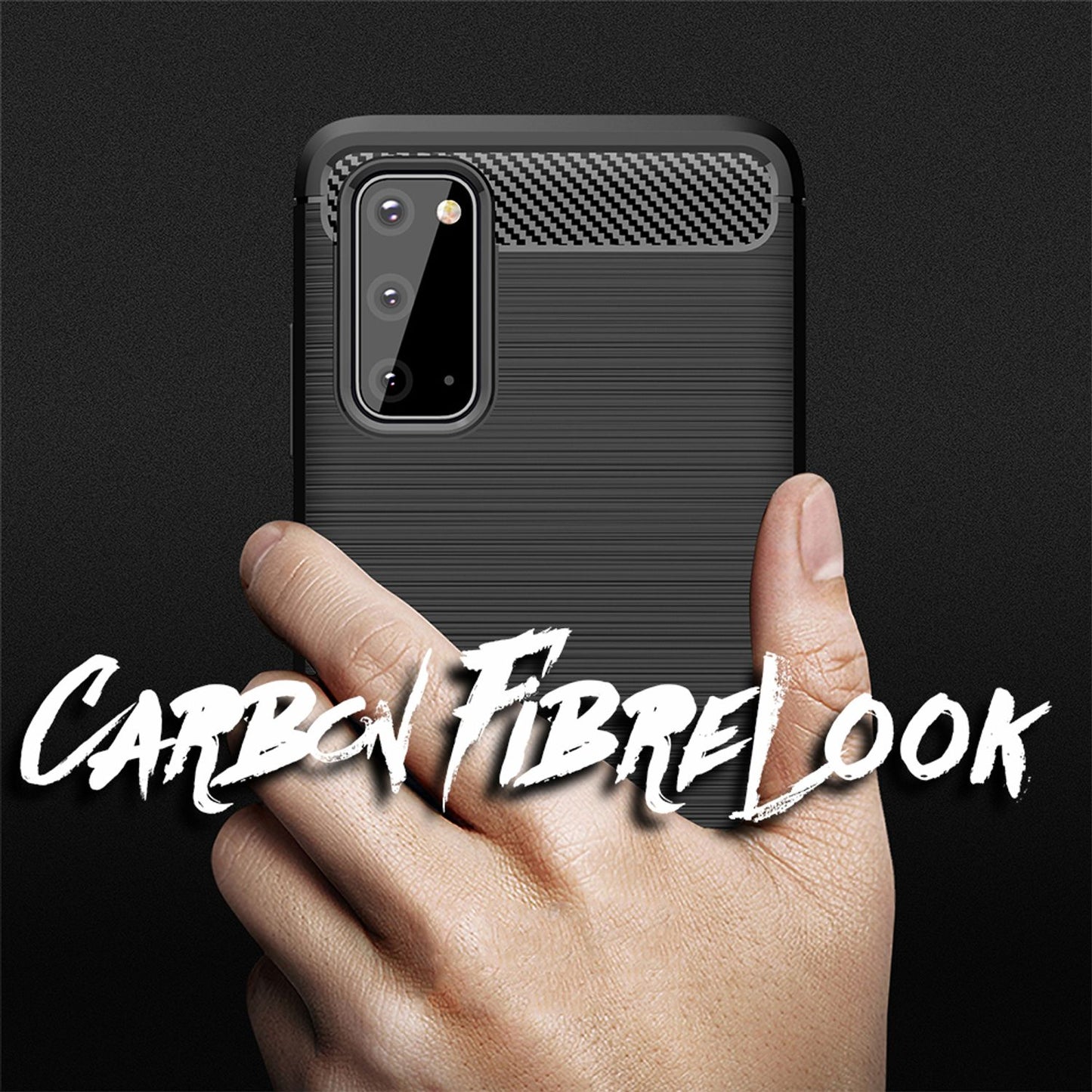 NALIA Carbon Look Handy Hülle für Samsung Galaxy S20, Stoßfestes Silikon Cover
