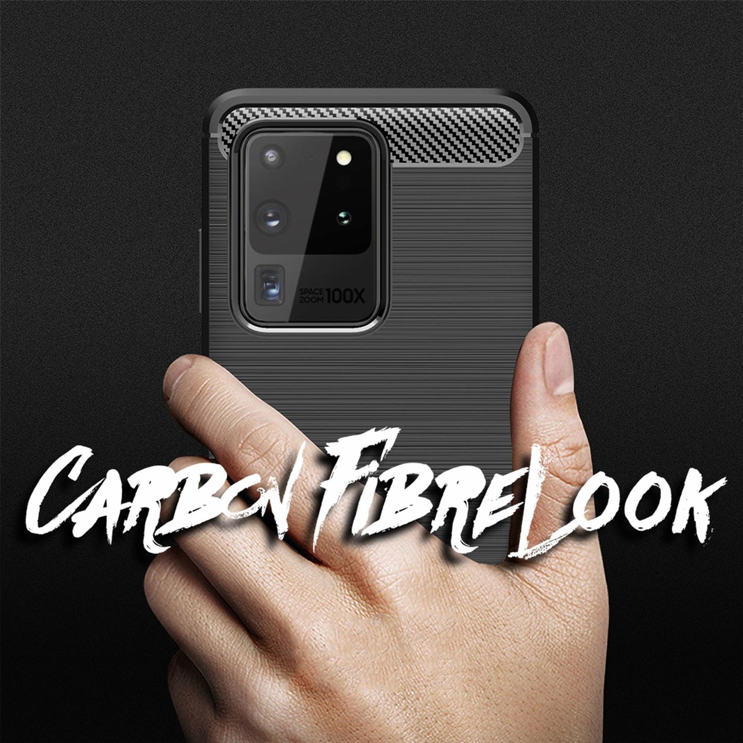 NALIA Carbon Look Handy Hülle für Samsung Galaxy S20 Ultra,  Silikon Cover Case