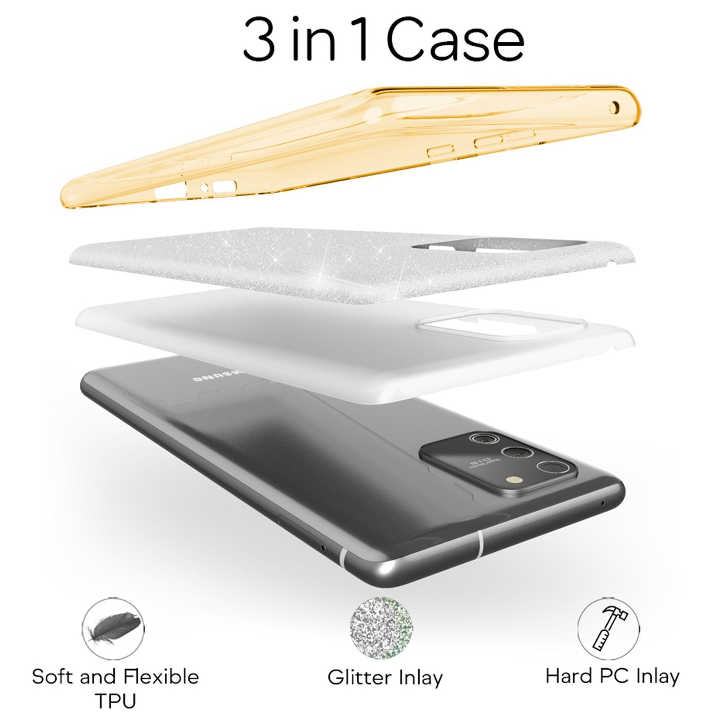NALIA Glitzer Handy Hülle für Samsung Galaxy S10 Lite, Bling Silikon Cover Case