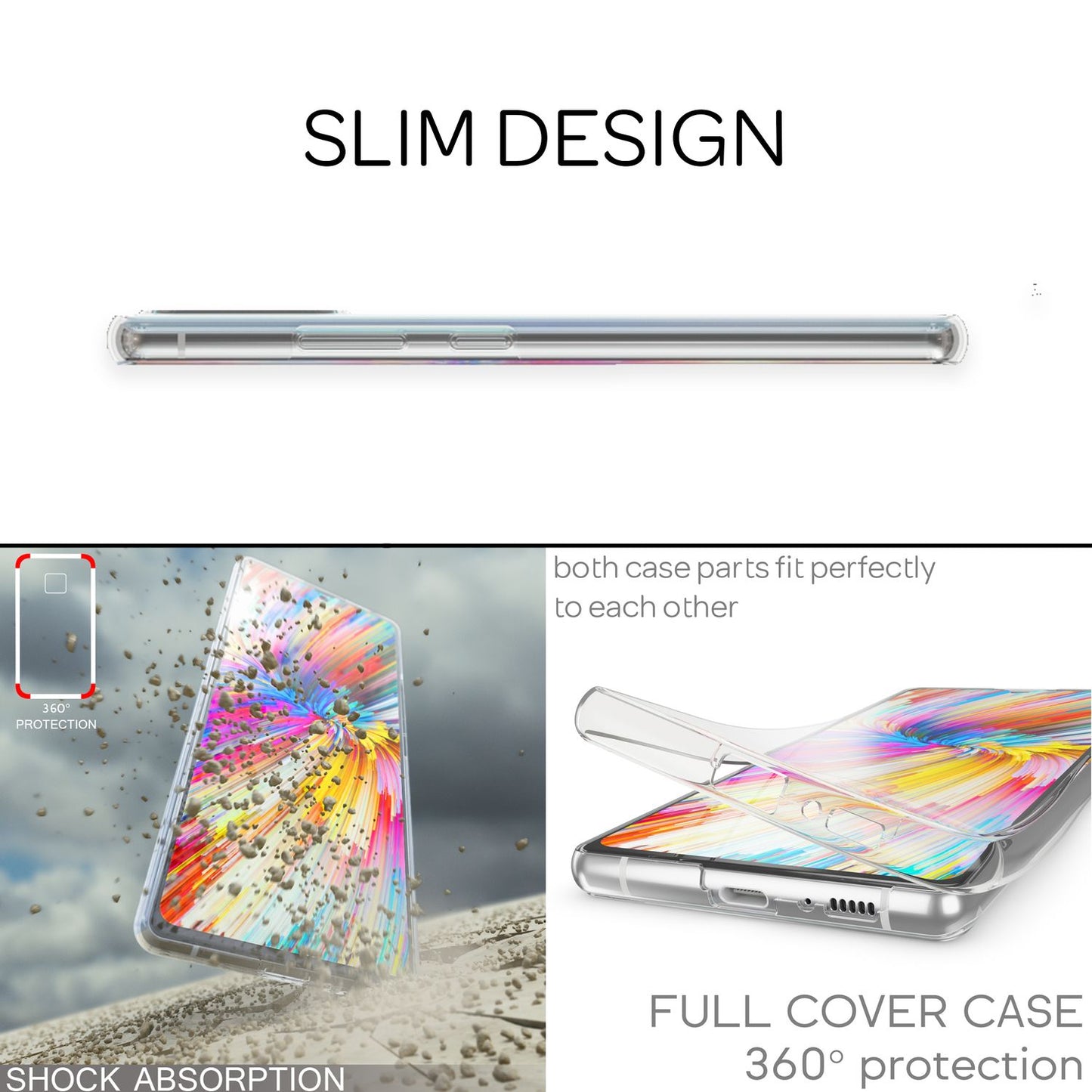 NALIA 360° Handy Hülle für Samsung Galaxy S10 Lite, Full Cover Case Schutz Etui