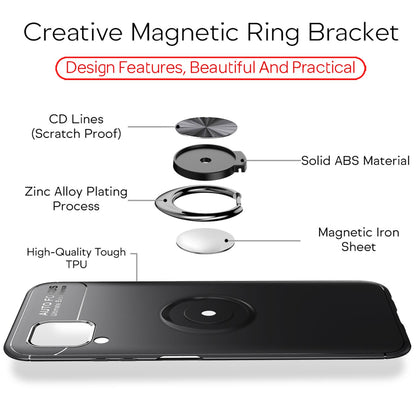NALIA Ring Handy Hülle für Huawei P40 lite, Silikon Cover Case 360 Grad Halter