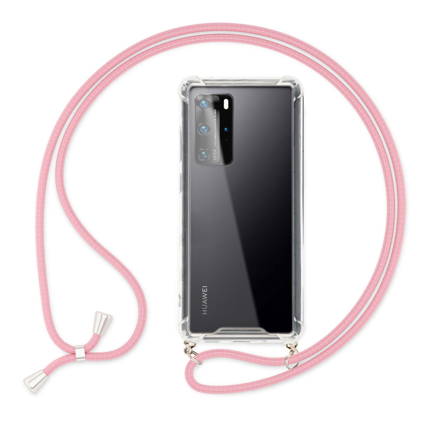 NALIA Handy Hülle mit Kette für Huawei P40 Pro, Slim Necklace Hard Case Cover