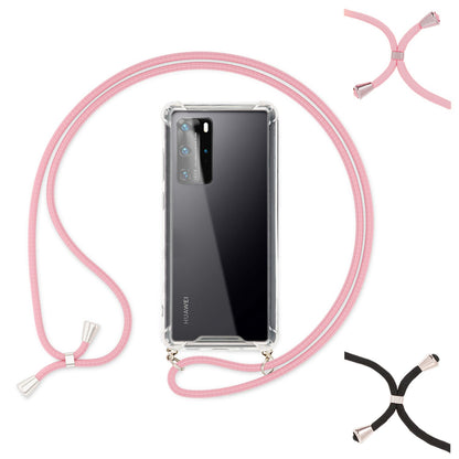 NALIA Handy Hülle mit Kette für Huawei P40 Pro, Slim Necklace Hard Case Cover
