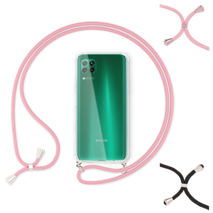 NALIA Handy Hülle mit Kette für Huawei P40 lite, Slim Necklace Hard Case Cover