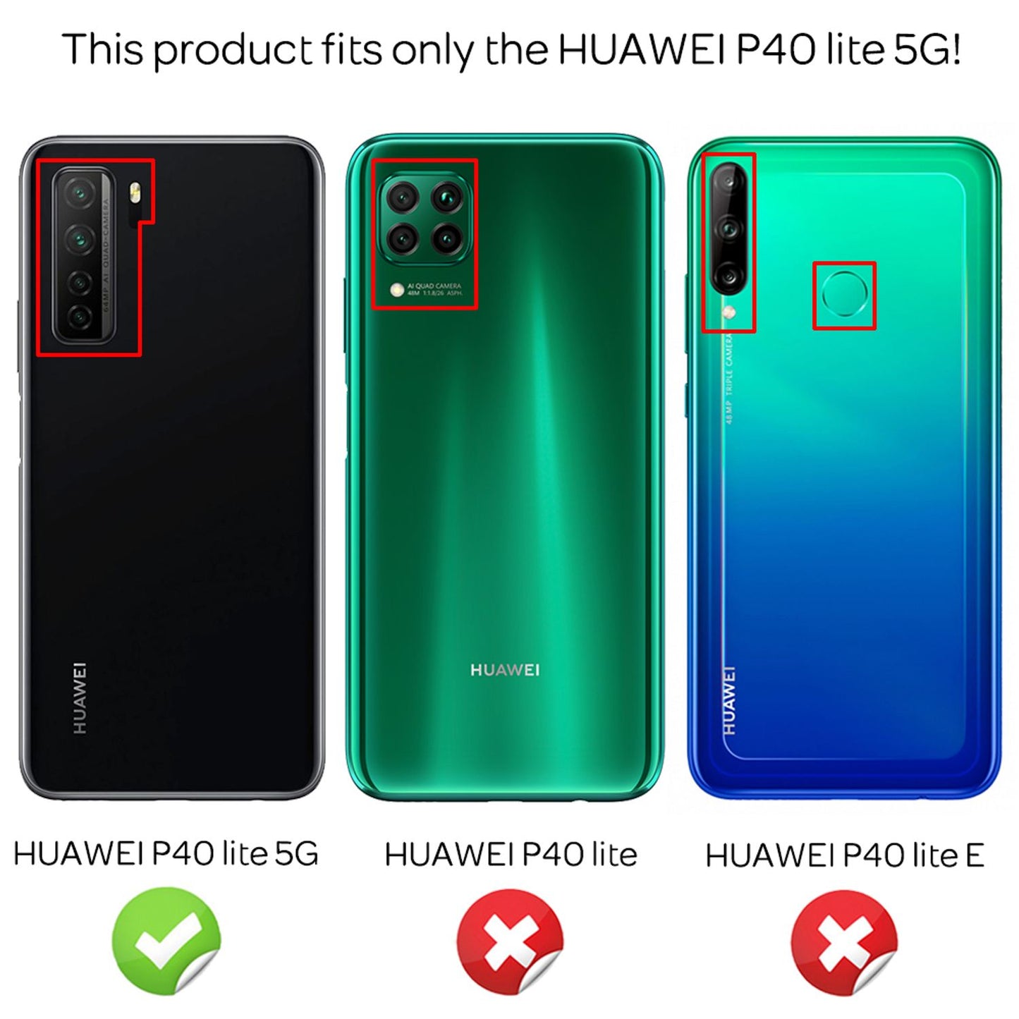 NALIA Handy Hülle für Huawei P40 lite 5G, Leder Look Silikon Cover Case Bumper