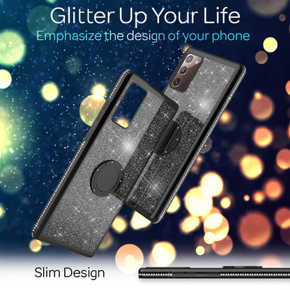 NALIA Ring Handy Hülle für Samsung Galaxy Note20, Glitzer Silikon Cover Bumper