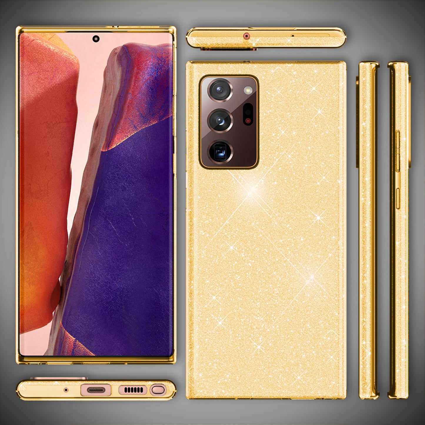 NALIA Glitzer Handy Hülle für Samsung Galaxy Note20 Ultra, Bling Cover Case