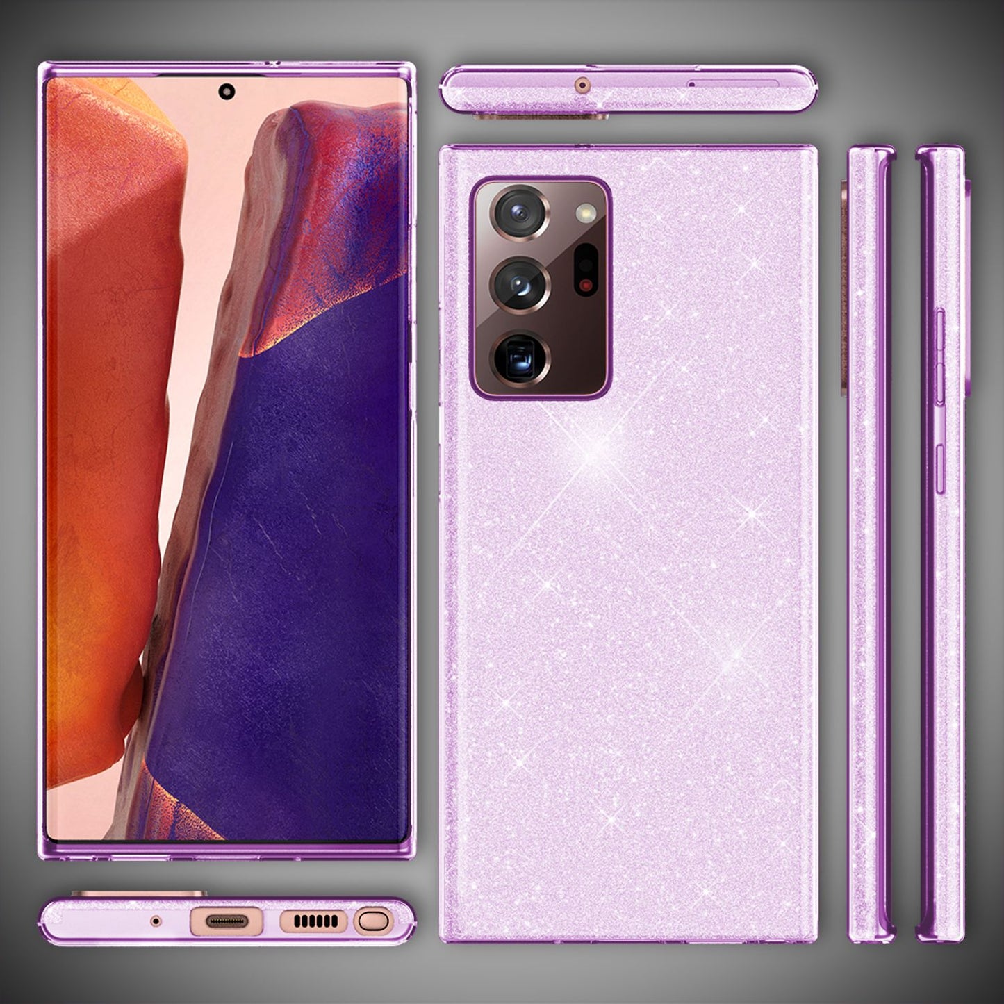 NALIA Glitzer Handy Hülle für Samsung Galaxy Note20 Ultra, Bling Cover Case