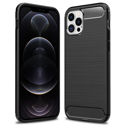 NALIA Carbon Case für iPhone 12 Pro Max, Silikon Handy Hülle Cover Schutz Tasche