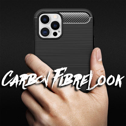 NALIA Carbon Case für iPhone 12 Pro Max, Silikon Handy Hülle Cover Schutz Tasche