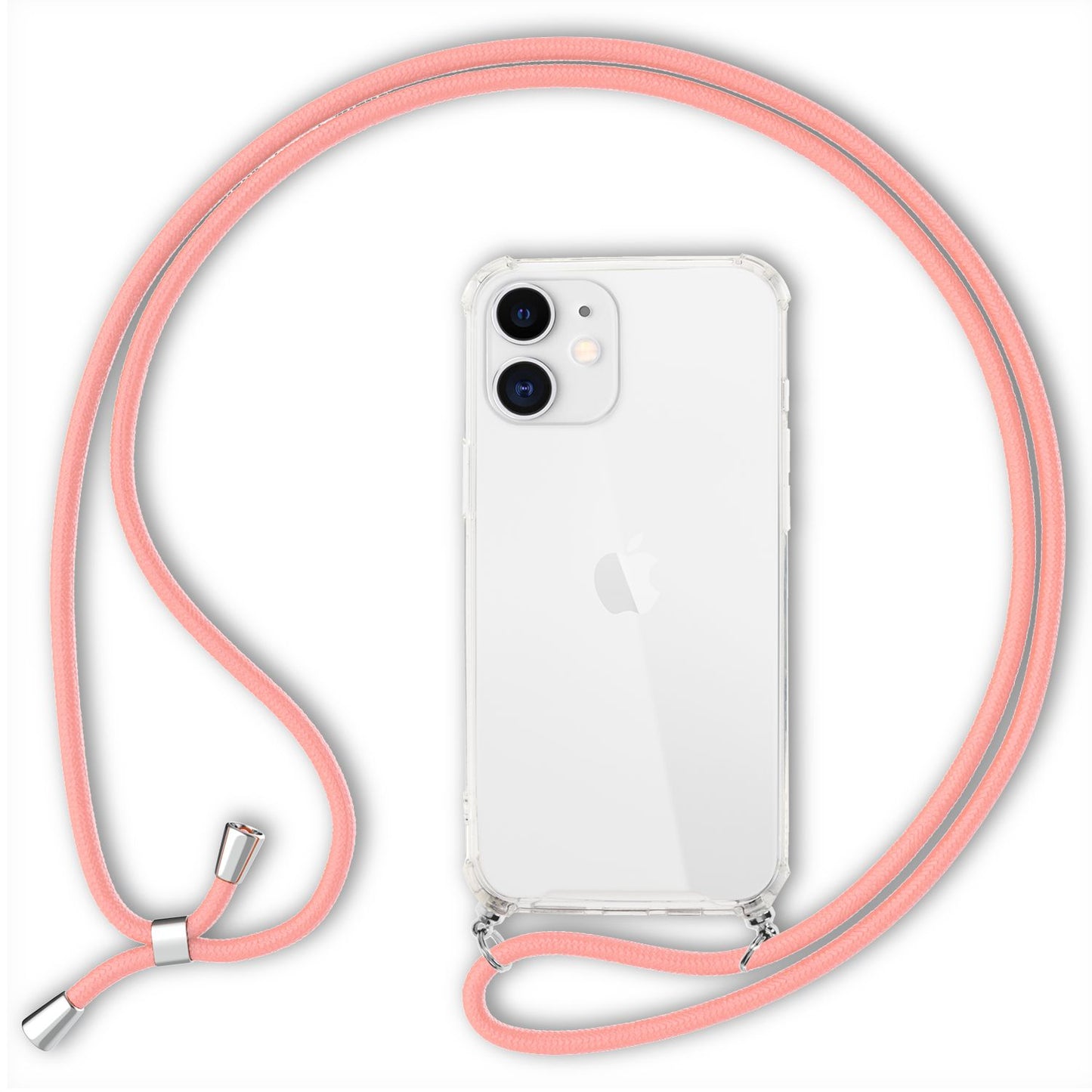 NALIA Handy Hülle mit Kette für iPhone 12 mini, Hard Case Kordel Cover Schale